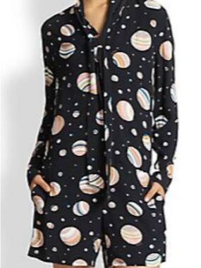 See By Chloé Black Romper with Pastel Planet Print